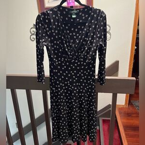 EUC Ralph Lauren Elegant Black Patterned Dress Size 8 #121